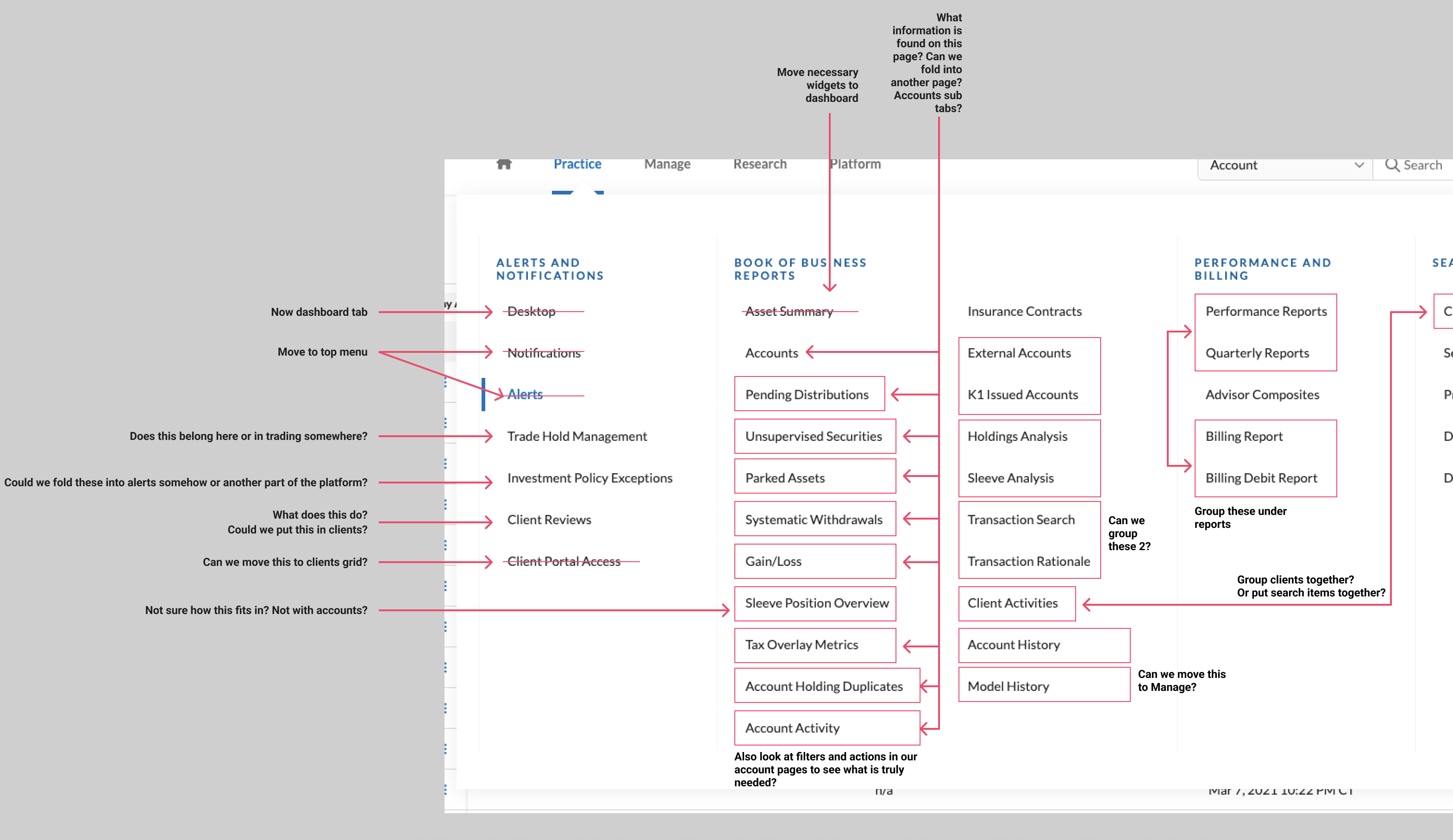 Navigation restructure map