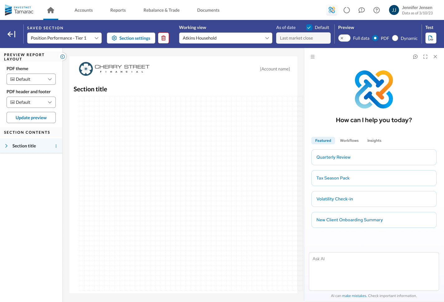 Build a report by prompting, then configure it