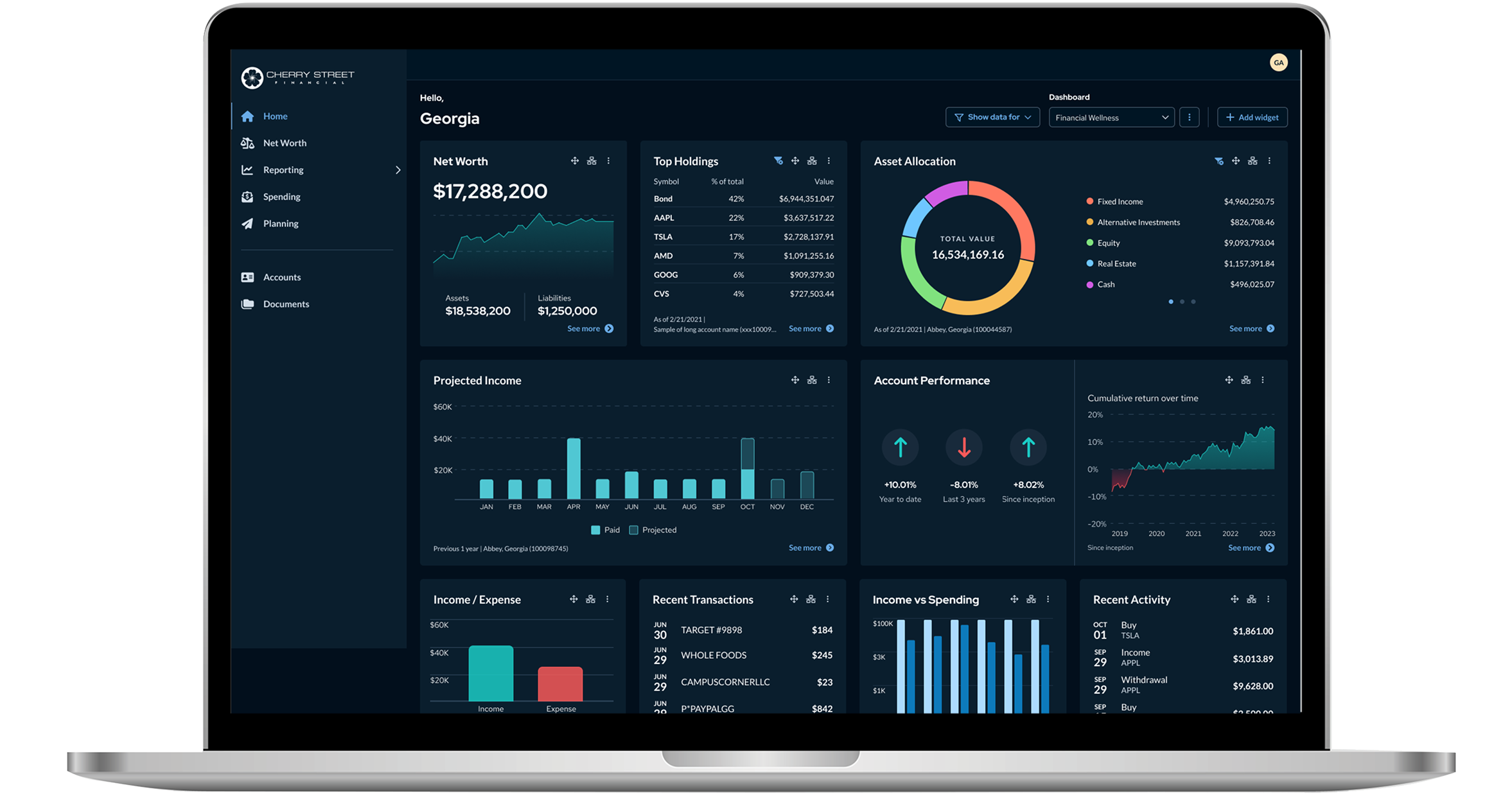 Client portal dashboard on a laptop