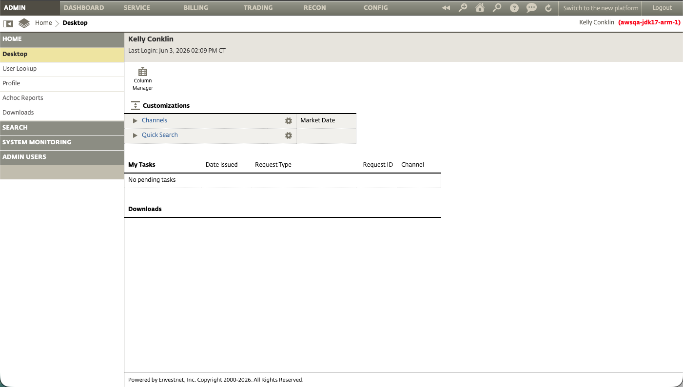 Legacy platform dashboard